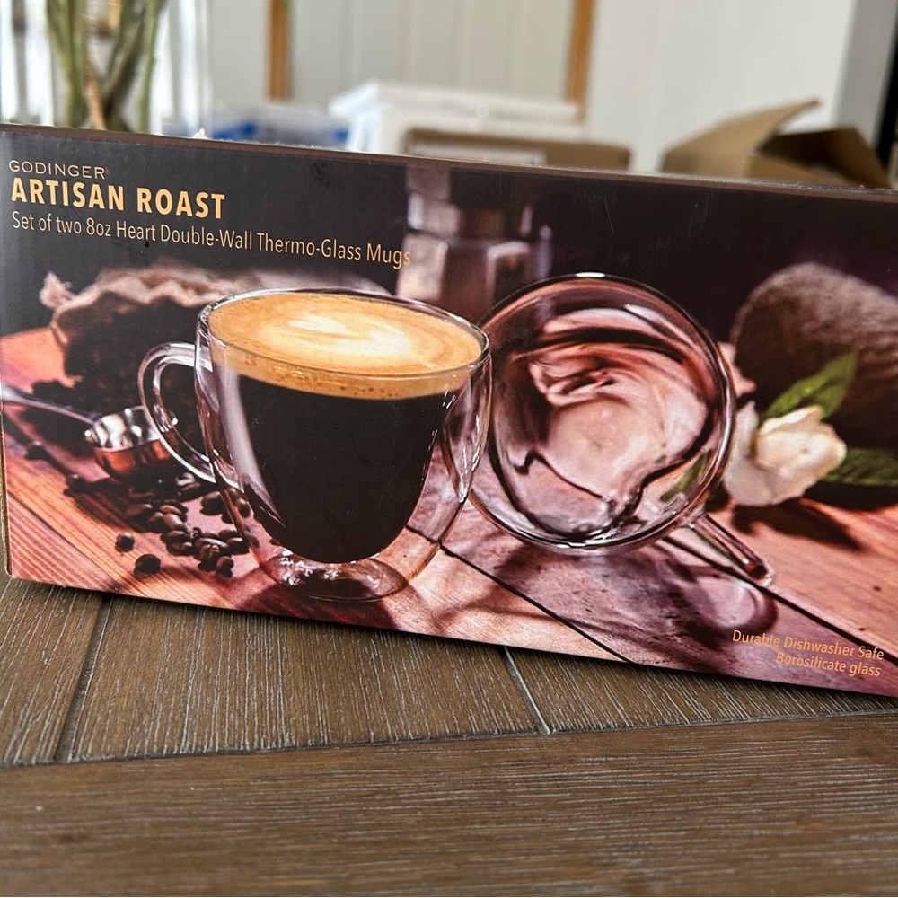 Godinger Artisan Roast Heart Glass Mugs - Picture 6 of 7